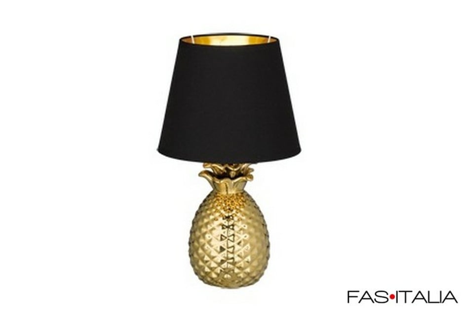 Abat jour con base in ceramica color oro