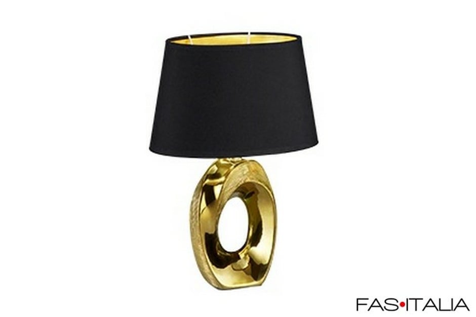Lampada da tavolo con base in ceramica color oro