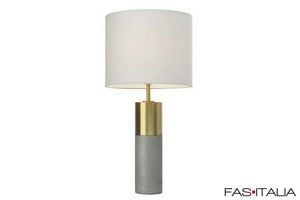 Lampada da tavolo color cemento e oro h65