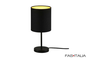 Lumetto con paralume in tessuro nero e oro