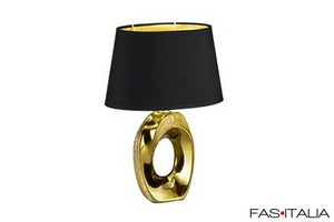 Lampada da tavolo con base in ceramica color oro