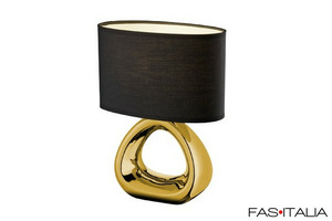 Lampada oro e nero in ceramica e tessuto