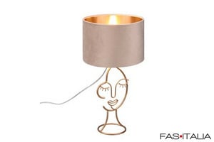 Lampada in metallo e velluto beige