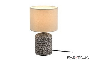 Lampada con base in ceramica effetto corda