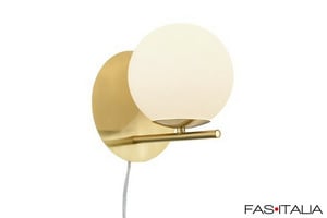Lampada da parete in ottone e vetro