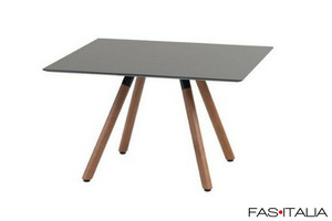 Tavolino quadrato acciaio e legno h 38 cm