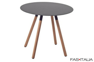 Tavolino rotondo acciaio e legno h 53 cm