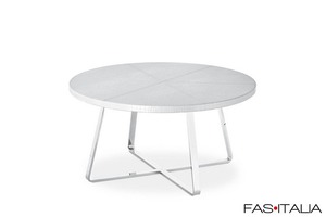 Tavolino da caffè con piano in cuoio Ø 80 cm