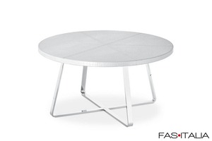 Tavolino da caffè con piano in cuoio Ø 100 cm