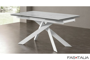 Tavolo in metallo piano vetoceramica allungabile Tavolo in metallo piano vetoceramica allungabile