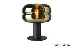 Lampada da tavolo in metallo e vetro dorato h 34 Lampada da tavolo in metallo e vetro dorato h 34