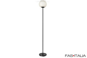 Lampada da pavimento metallo nero e vetro bianco Lampada da pavimento metallo nero e vetro bianco