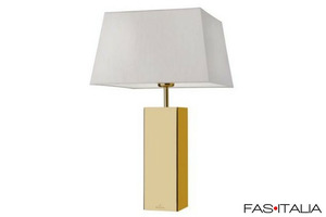 Lampada da tavolo acciaio dorato e tessuto bianco Lampada da tavolo acciaio dorato e tessuto bianco