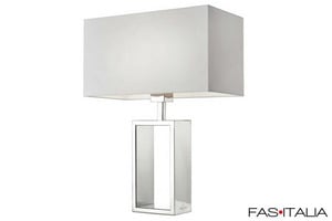 Lampada da tavolo acciaio e tessuto bianco Lampada da tavolo acciaio e tessuto bianco