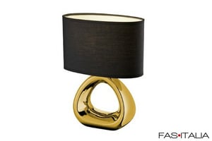 Lampada oro e nero in ceramica e tessuto Lampada oro e nero in ceramica e tessuto