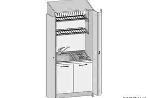 Mini cucina monoblocco con piastre elettriche, ante a libro 90 cm Mini cucina monoblocco con piastre elettriche, ante a libro 90 cm