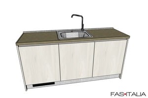 Mini cucina 184cm con frigo lavastoviglie e lavabo Mini cucina 184cm con frigo lavastoviglie e lavabo