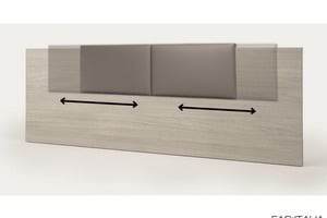 Testata per letto 300x100 con cuscini scorrevoli