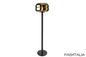 Lampada da pavimento in metallo nero e vetro doré Lampada da pavimento in metallo nero e vetro doré